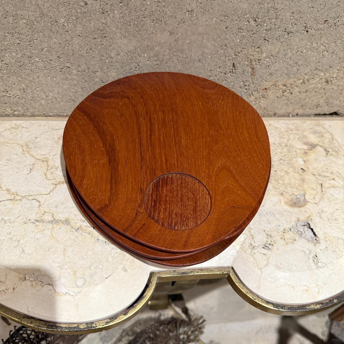 1960s Teakwood Snack Plates Lunning Inc Denmark- Set of 5 - 13