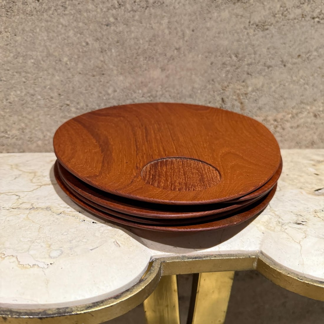 1960s Teakwood Snack Plates Lunning Inc Denmark- Set of 5 - 14