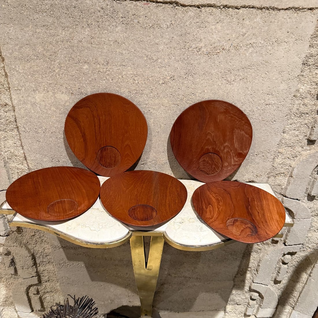 1960s Teakwood Snack Plates Lunning Inc Denmark- Set of 5 - 15