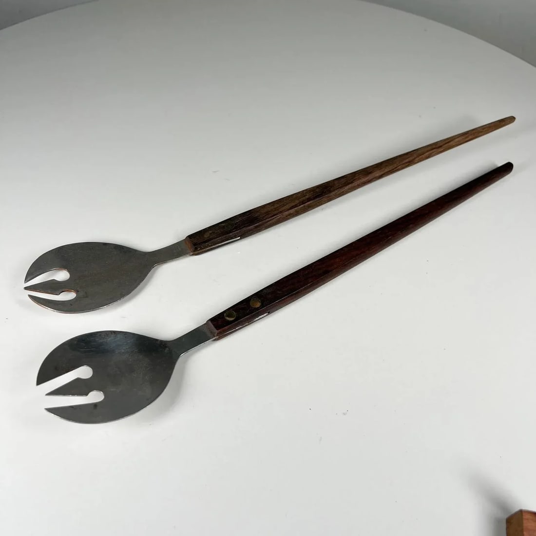 1960s Japanese Midcentury Modern Stainless Salad Serving Set Utensils - 3