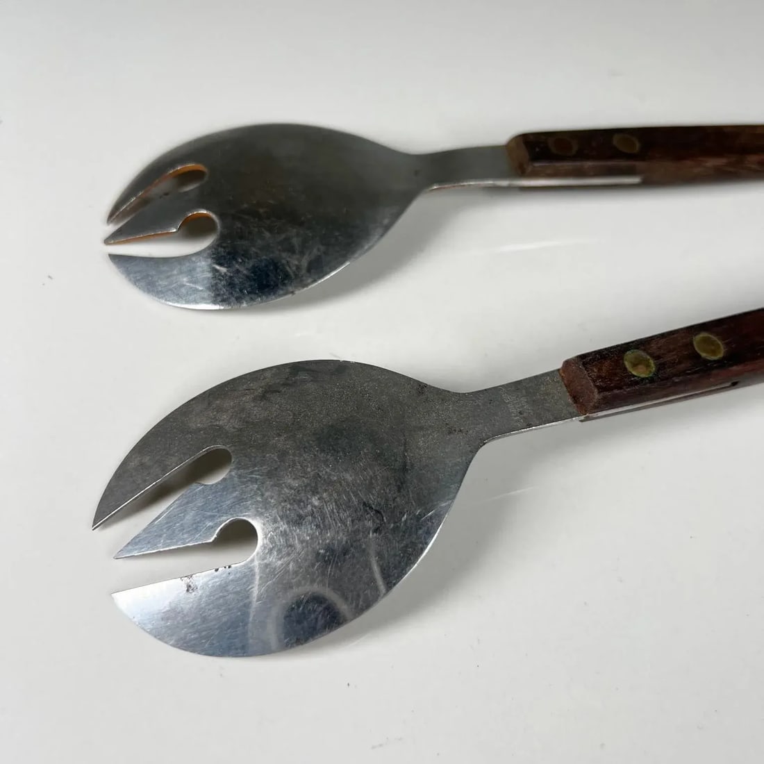 1960s Japanese Midcentury Modern Stainless Salad Serving Set Utensils - 5