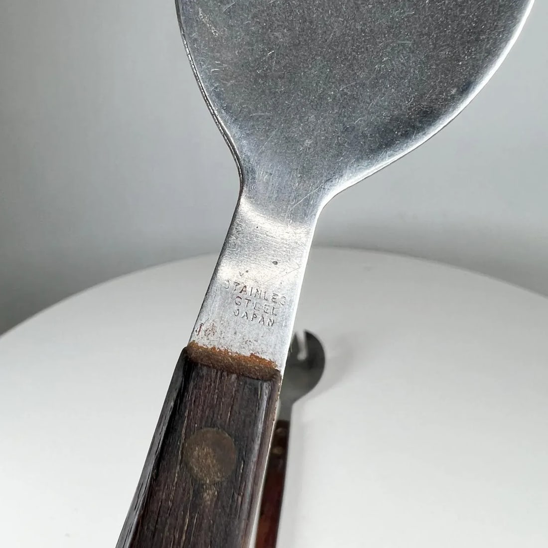 1960s Japanese Midcentury Modern Stainless Salad Serving Set Utensils - 7