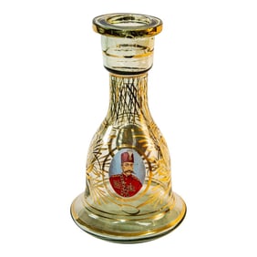 Vintage Turkish Enameled Bohemian Glass Hookah Base Vase