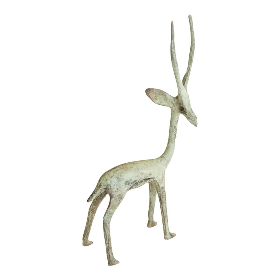 Brightly Oxidized Vintage African Gazelle: :: Brightly oxidized vintage African gazelle. As this item is in vintage condition, it may show signs of age and use. Date made estimated to be 1960's. Approximate size measures: 1" x 3" x 6". 