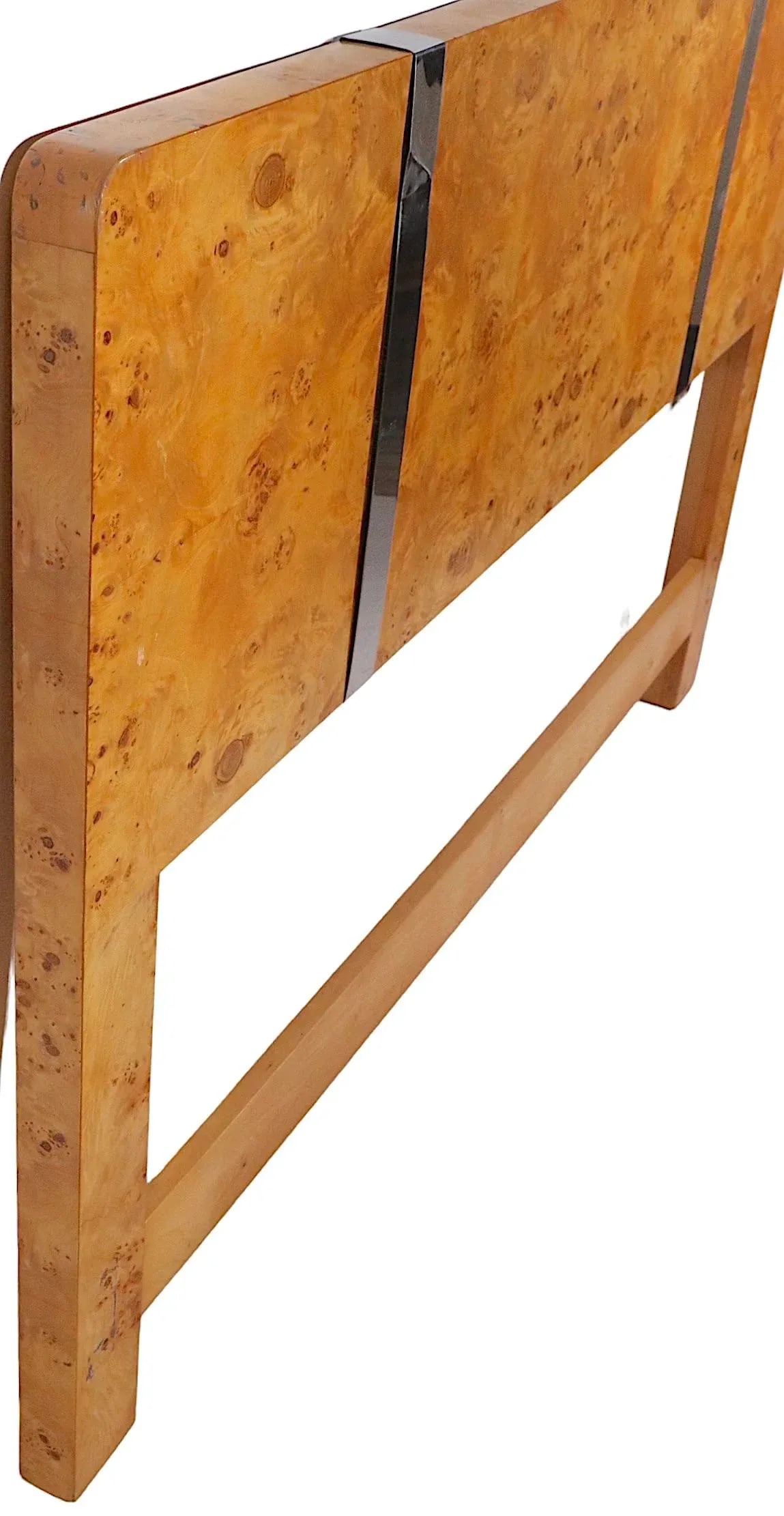 Burl and Chrome Full Size Headboard After Baughman Circa 1970's - 6