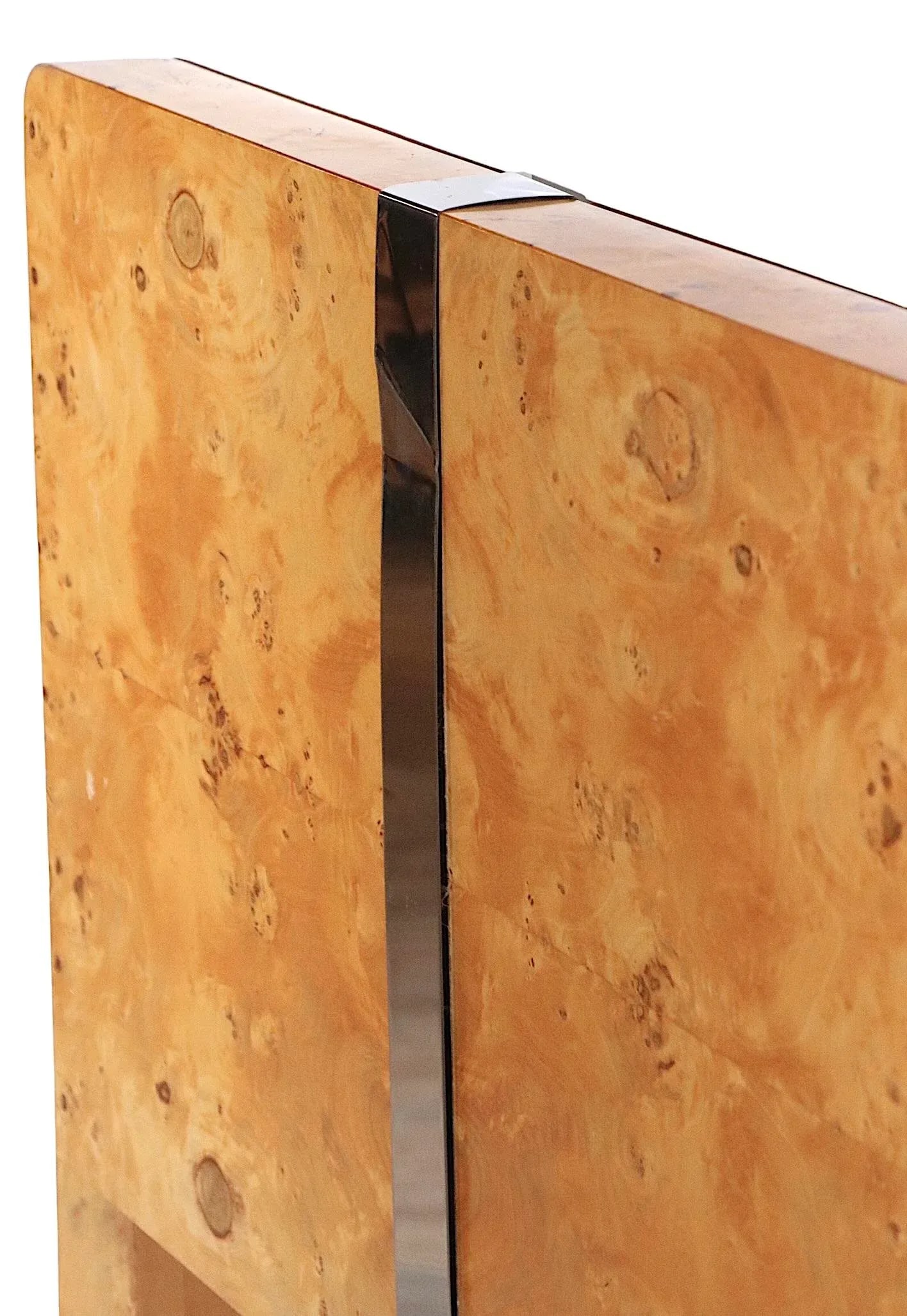 Burl and Chrome Full Size Headboard After Baughman Circa 1970's - 8