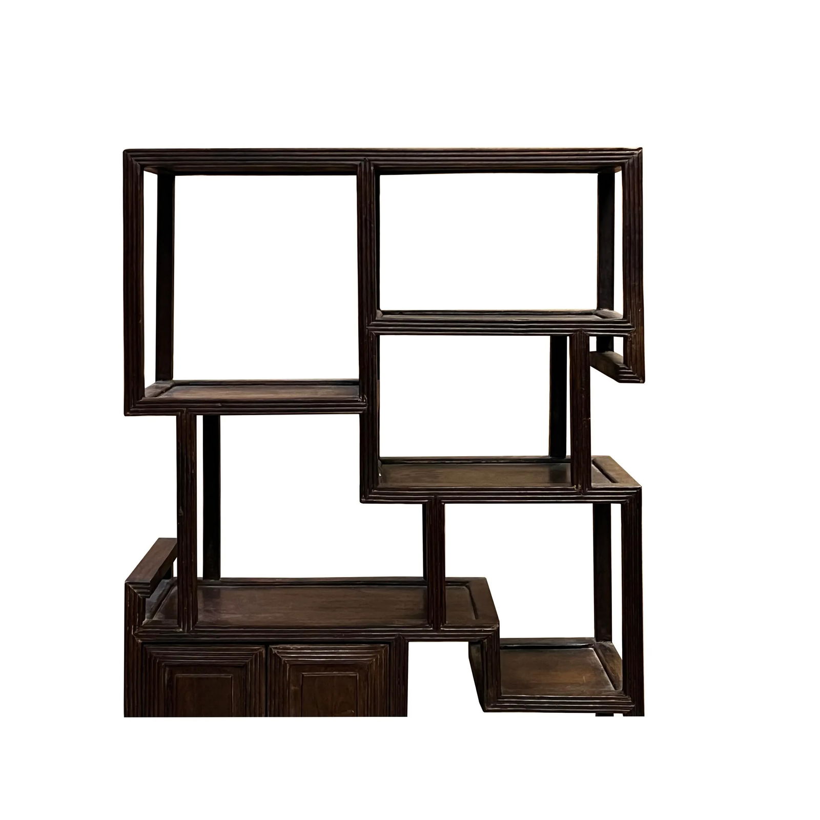 Chinese Vintage Solid Wood Curio Desktop Display Chest Stand - 3