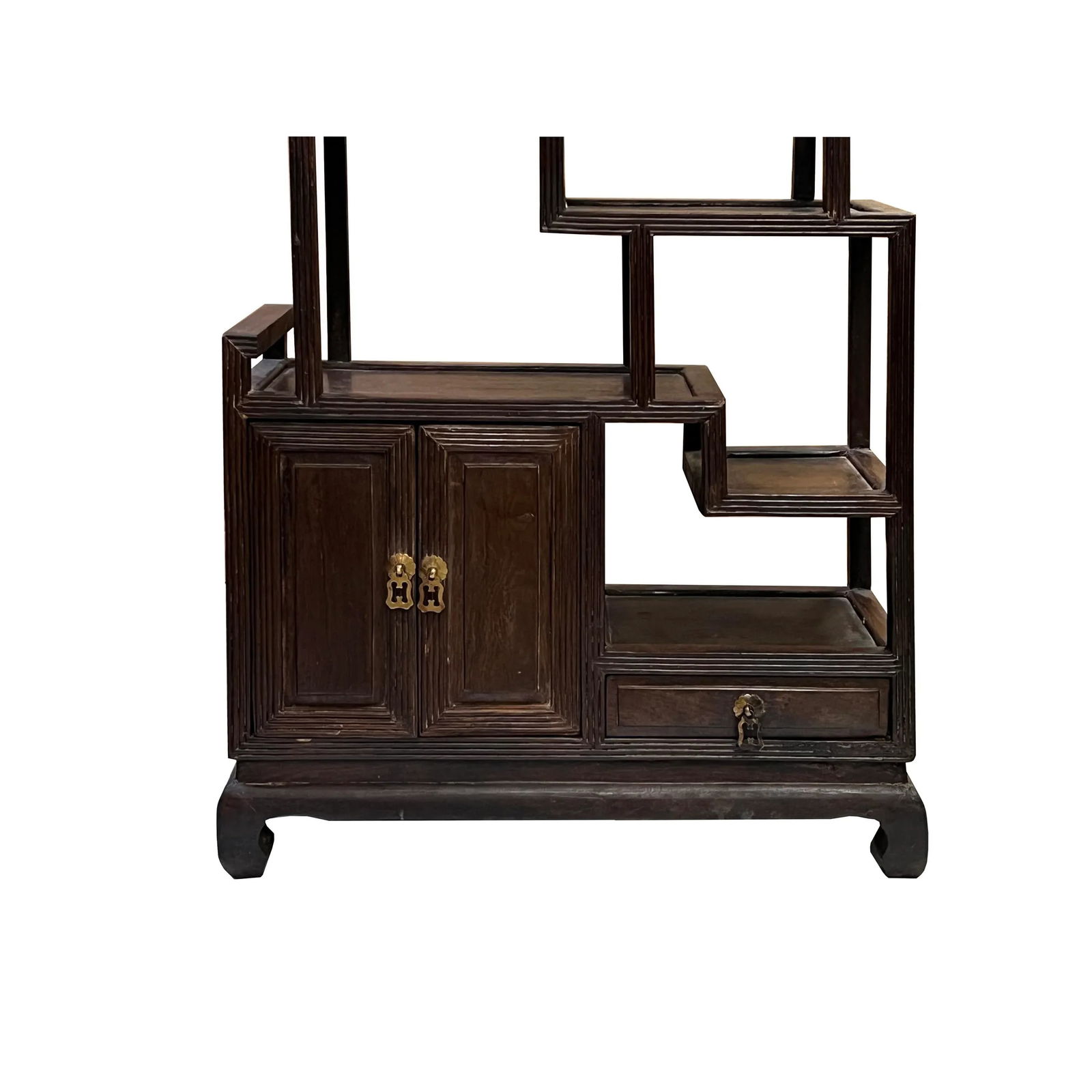 Chinese Vintage Solid Wood Curio Desktop Display Chest Stand - 5