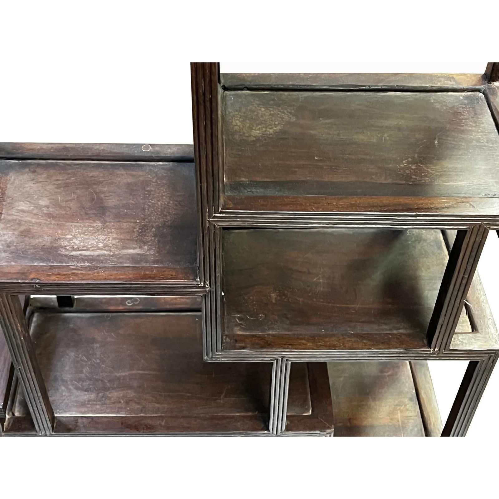 Chinese Vintage Solid Wood Curio Desktop Display Chest Stand - 6