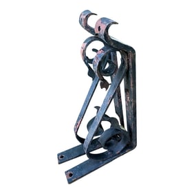Early 20th Century Heavy Hand-Wrought Iron Exterior Brackets- a Pair
