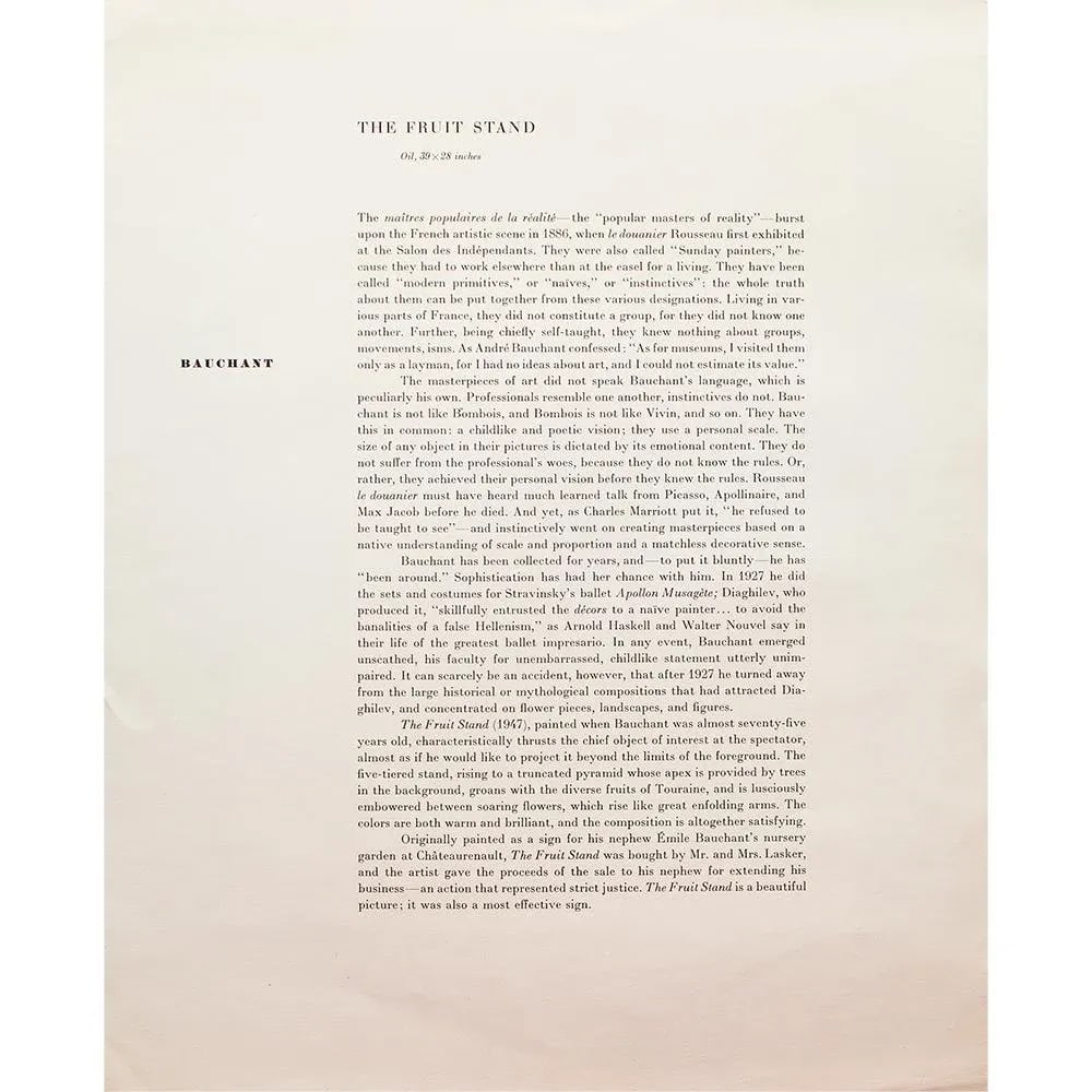 1950s After Andre Bauchant "The Fruit Stand", First Edition Swiss Full-Color Print - 5