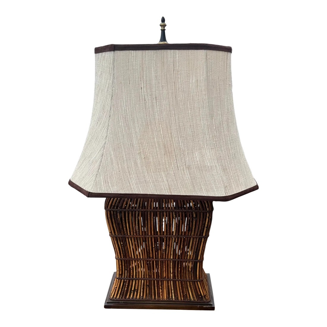 1980s Rattan Lamp on Wood Base (1 of 5)