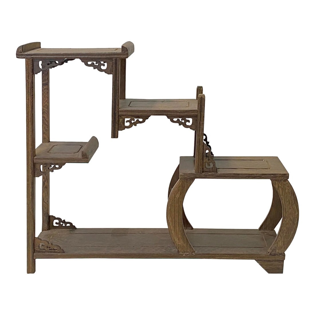 Gray Brown Wood Tower Shape Table Top Curio Display Easel Stand (1 of 7)