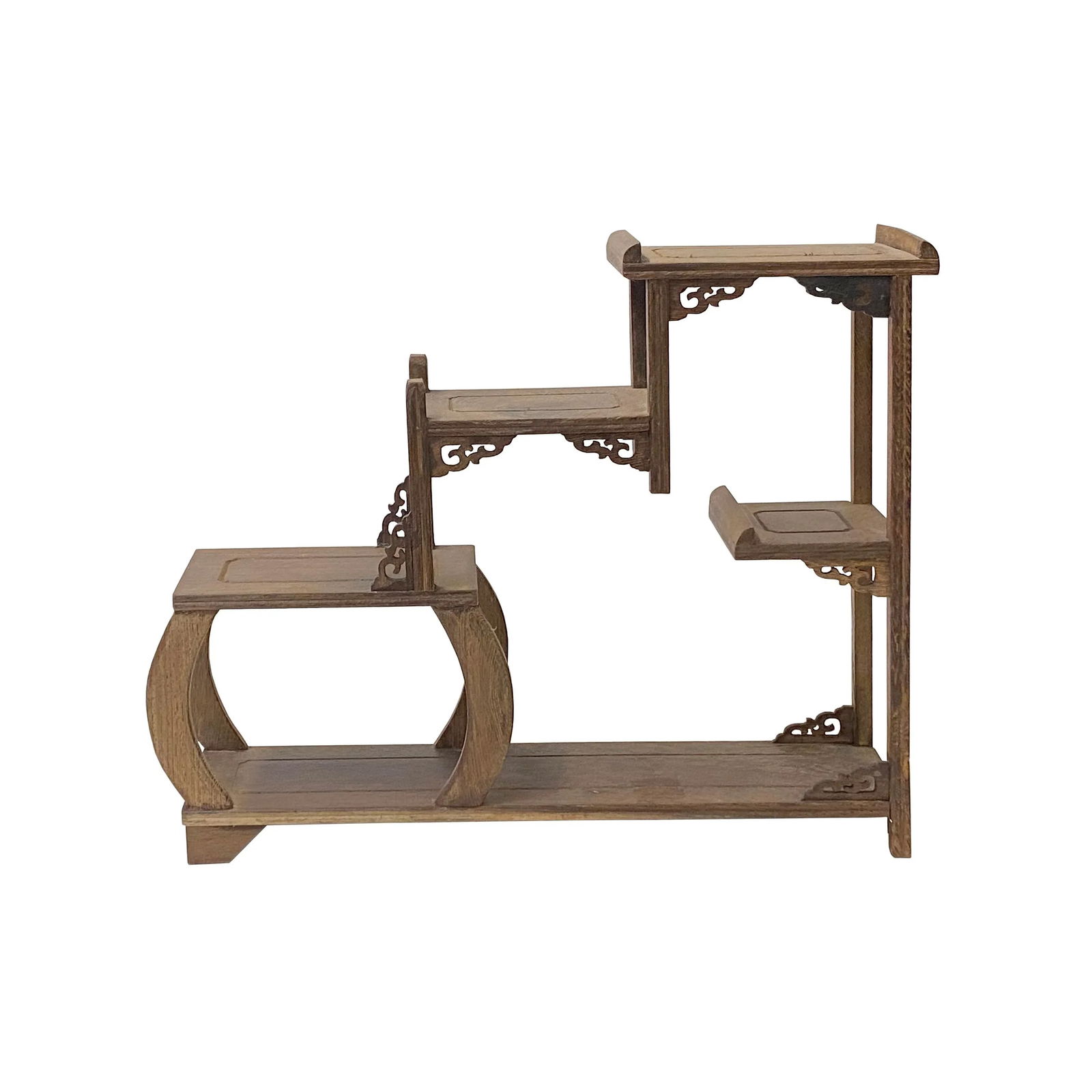 Gray Brown Wood Tower Shape Table Top Curio Display Easel Stand - 2