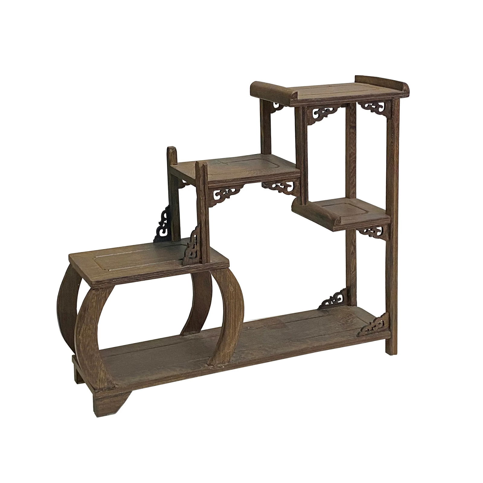 Gray Brown Wood Tower Shape Table Top Curio Display Easel Stand - 4