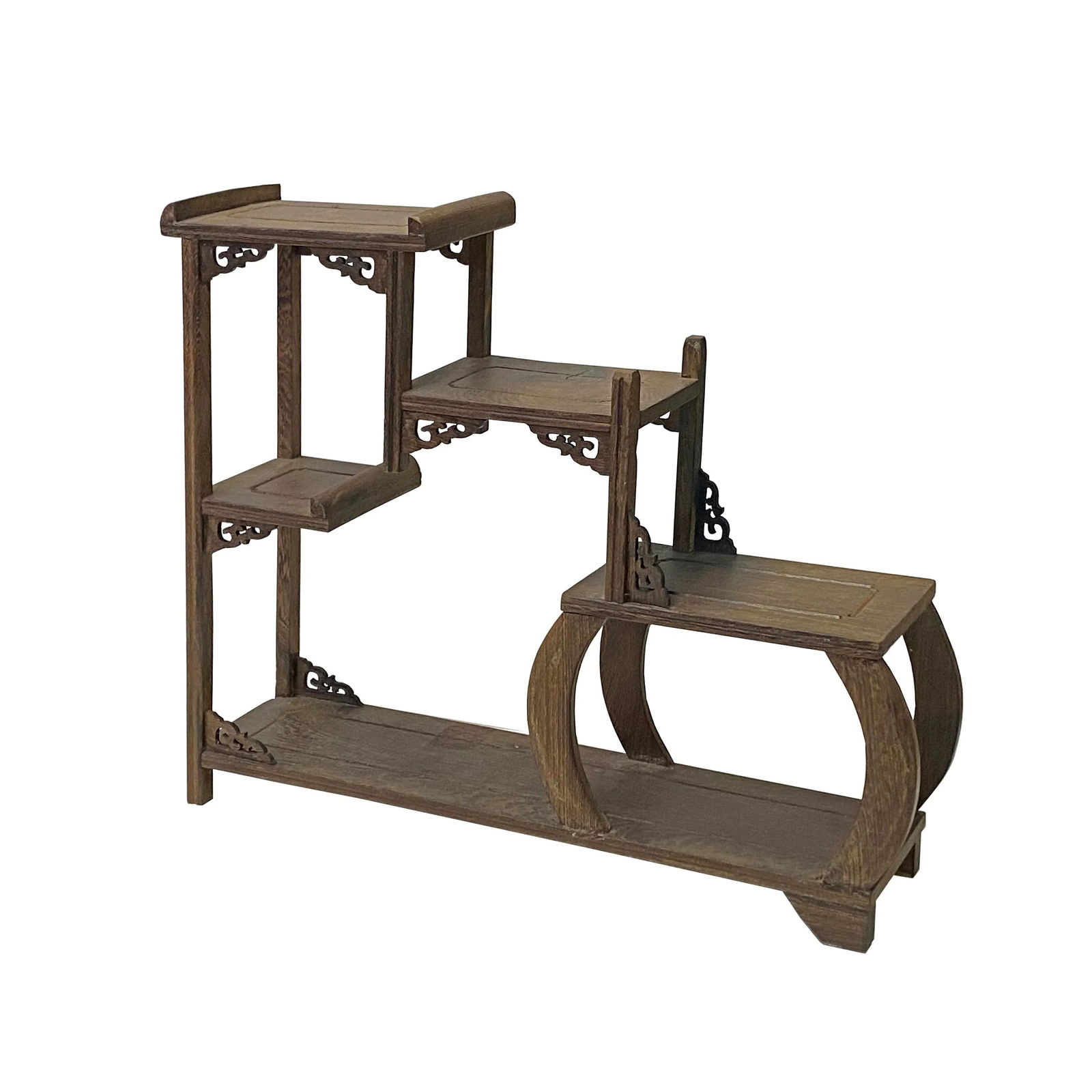 Gray Brown Wood Tower Shape Table Top Curio Display Easel Stand - 5