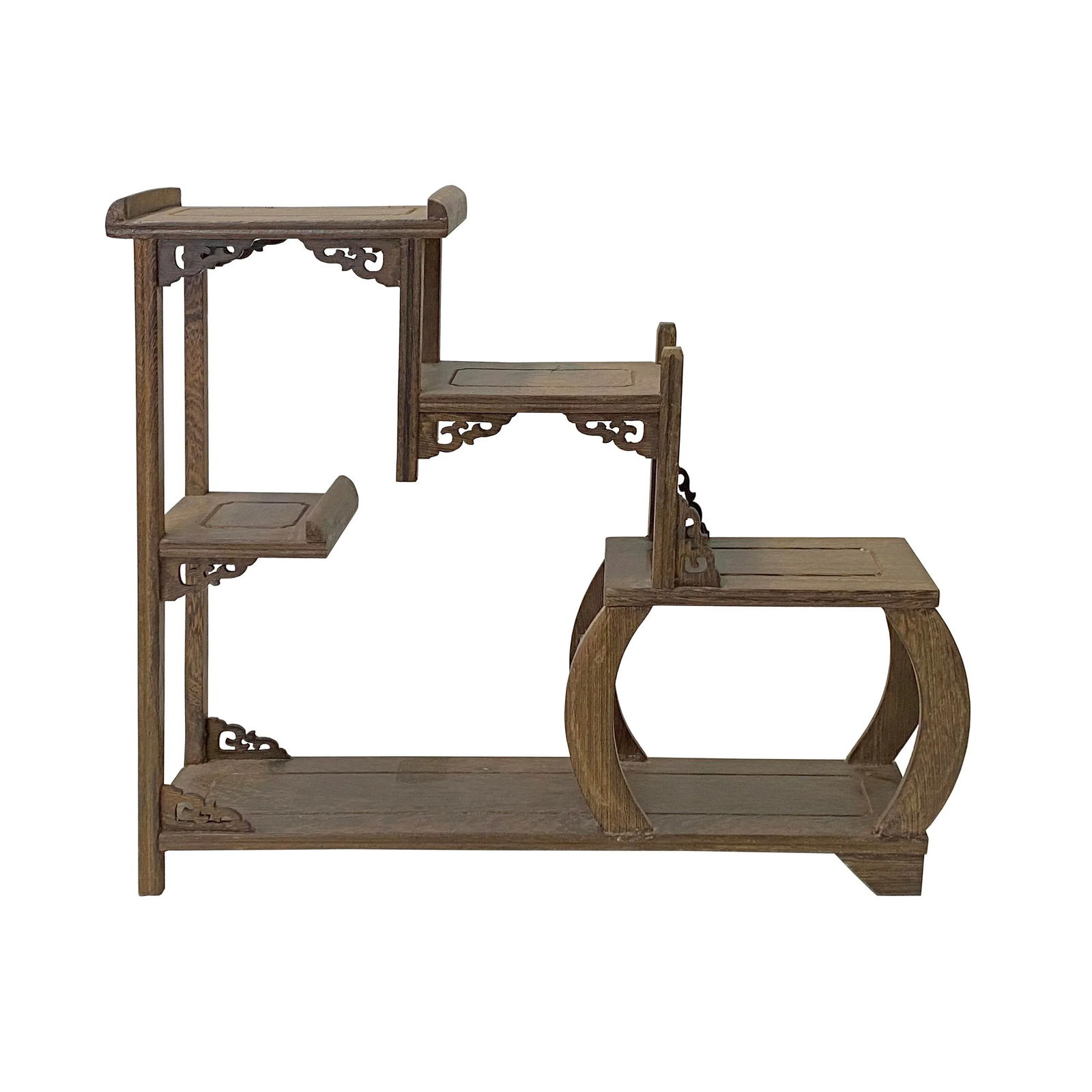 Gray Brown Wood Tower Shape Table Top Curio Display Easel Stand - 7