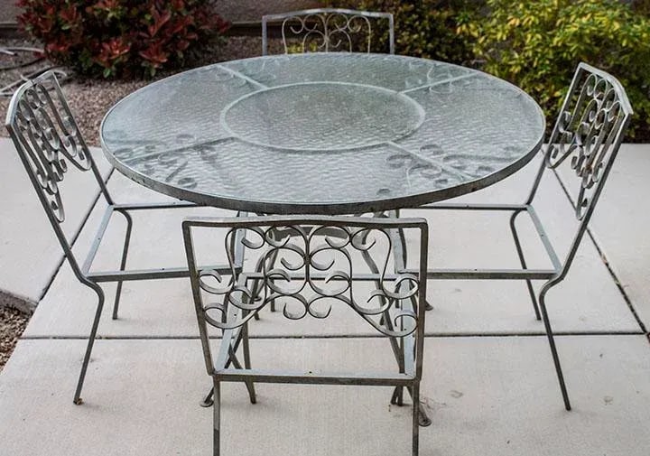 Vintage Wrought Iron Industrial Style Patio Table & 4 Chairs - 6