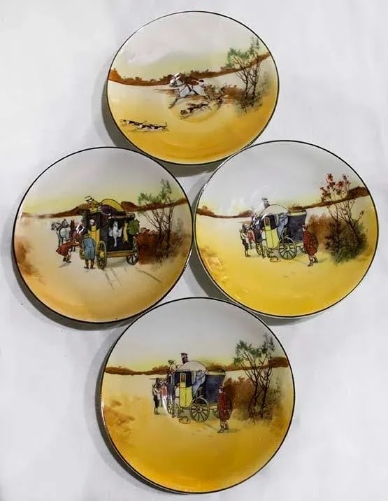 Royal Doulton Coaching Days Cups & Saucers - 4 Sets - 3