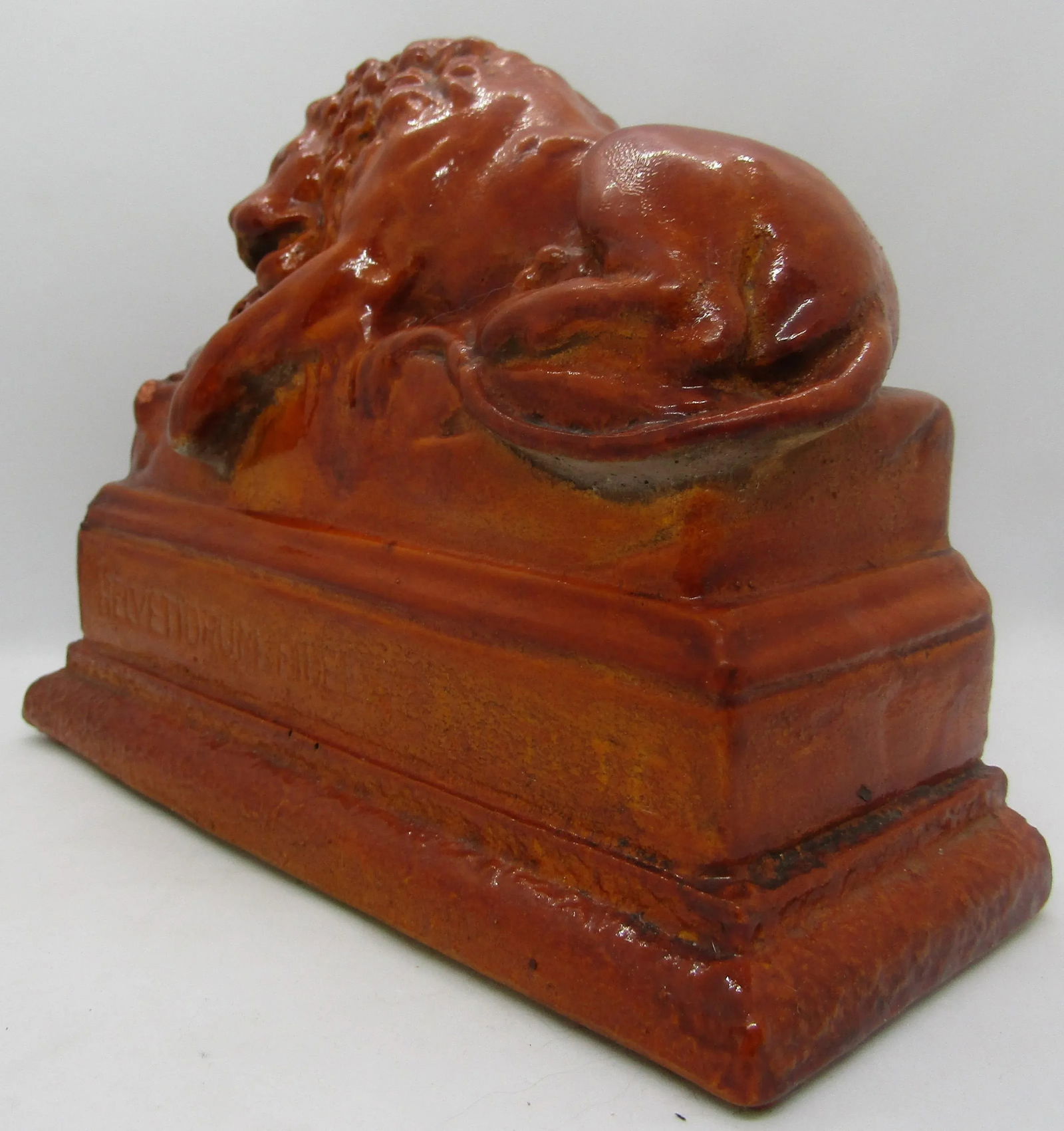 1950s Helvetiorum Fidei Ac Virtuti Chalkware Sculptures of Lion of Lucerne Bookends - a Pair - 10