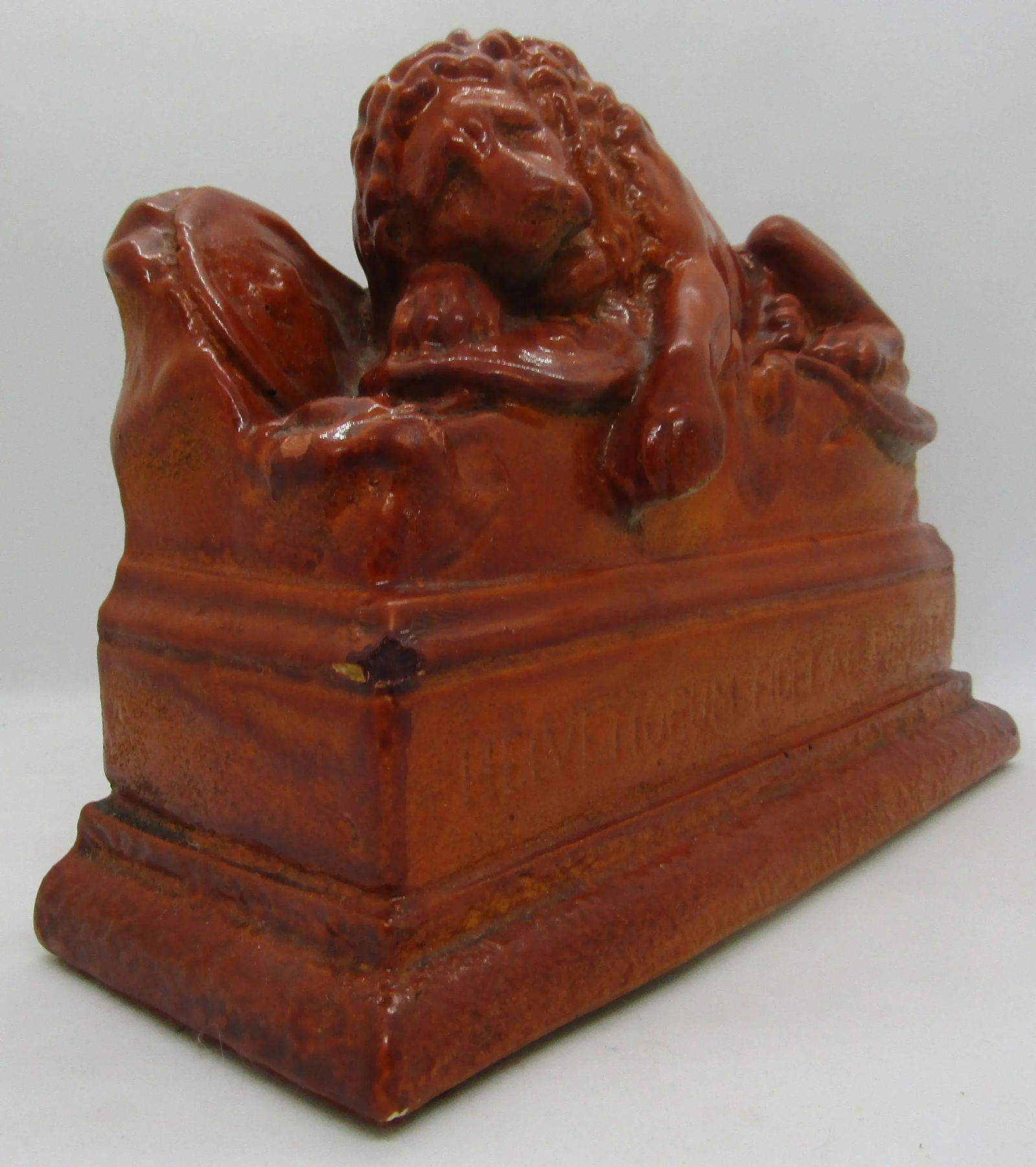 1950s Helvetiorum Fidei Ac Virtuti Chalkware Sculptures of Lion of Lucerne Bookends - a Pair - 4