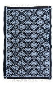 1990s Double-Sided Arya Black/Blue Chenille Rug - 3'9" X 5'10"