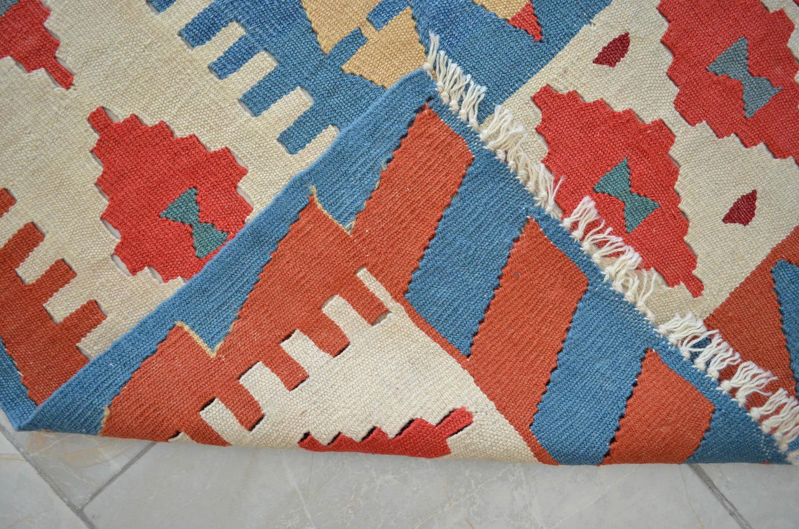 Vintage Turkish Kilim Rug – Handwoven Flat Weave Boho Farmhouse Decor – Mid-Century - 11