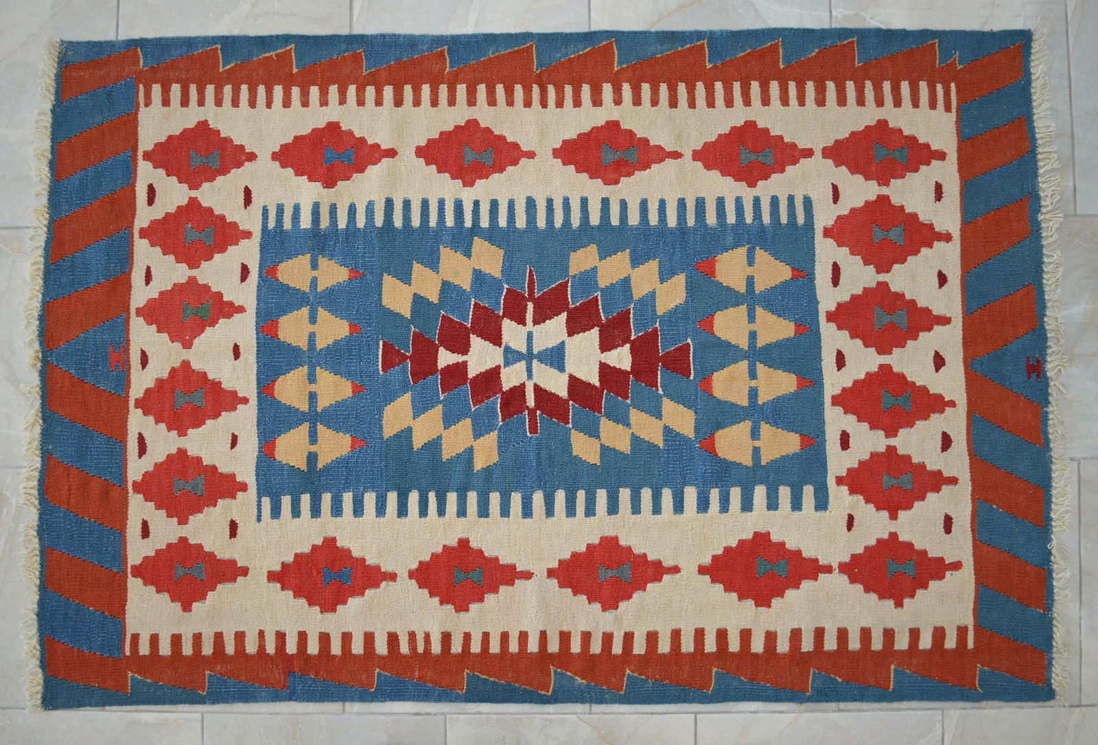 Vintage Turkish Kilim Rug – Handwoven Flat Weave Boho Farmhouse Decor – Mid-Century - 5