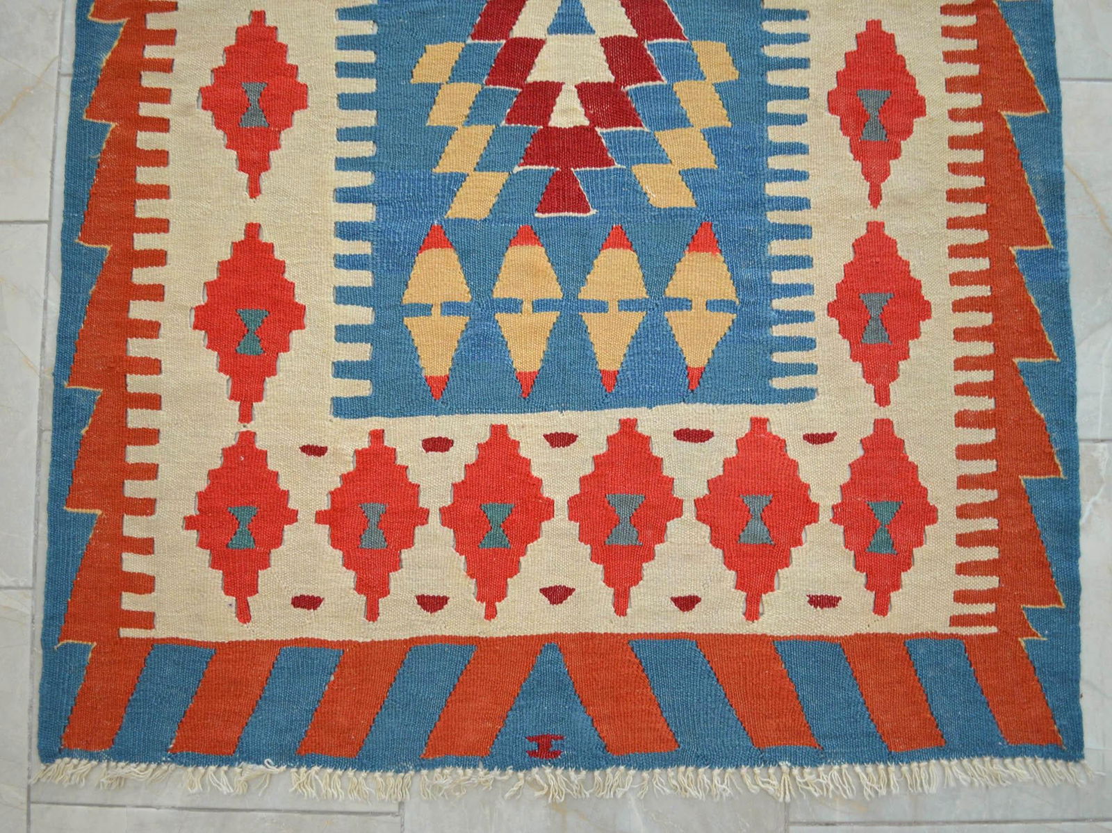 Vintage Turkish Kilim Rug – Handwoven Flat Weave Boho Farmhouse Decor – Mid-Century - 9