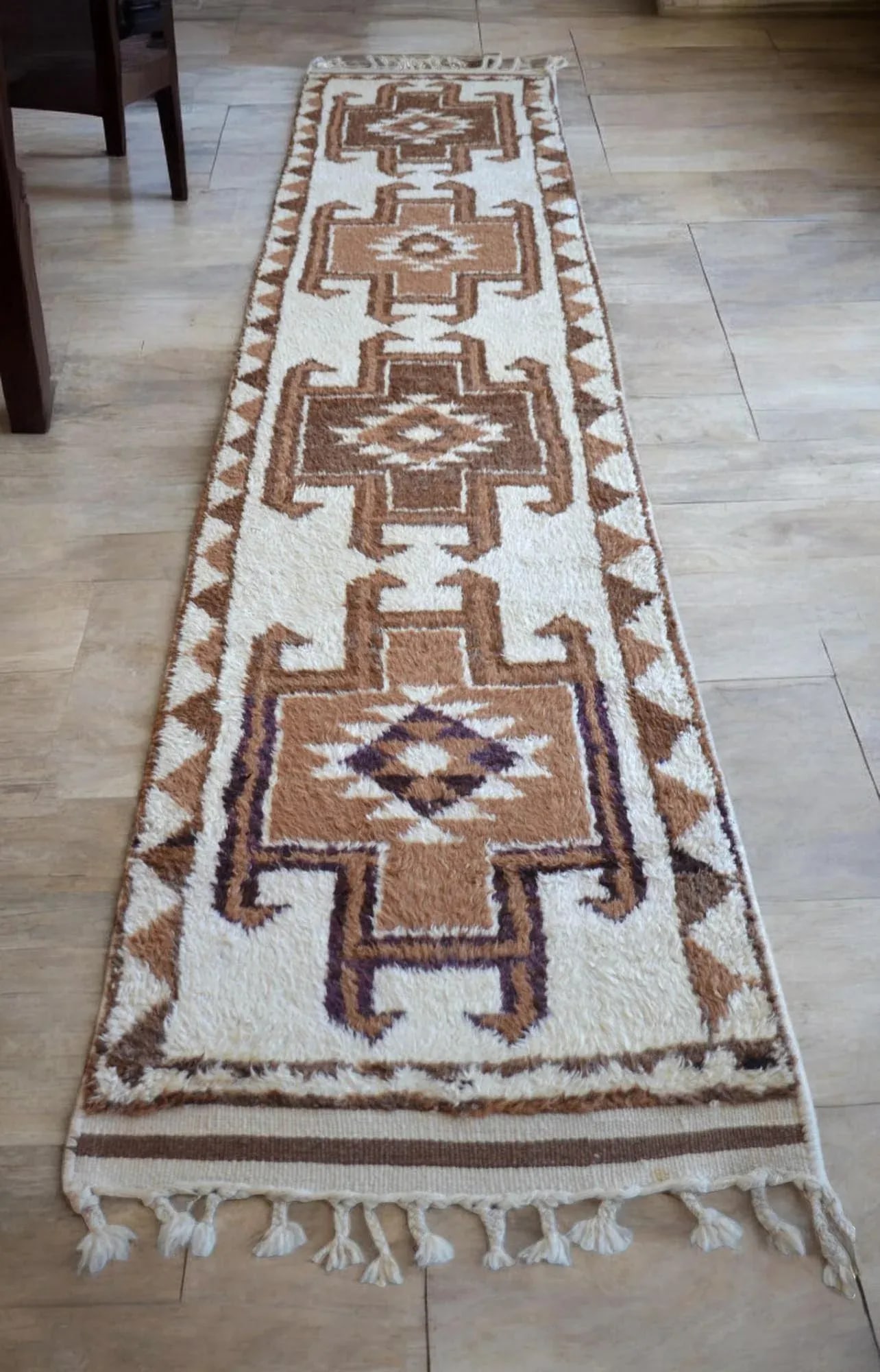 1970s Hand-Knotted Kurdish Runner Undyed Wool Rug - 2"²9"³ × 13"²10"³ - 2