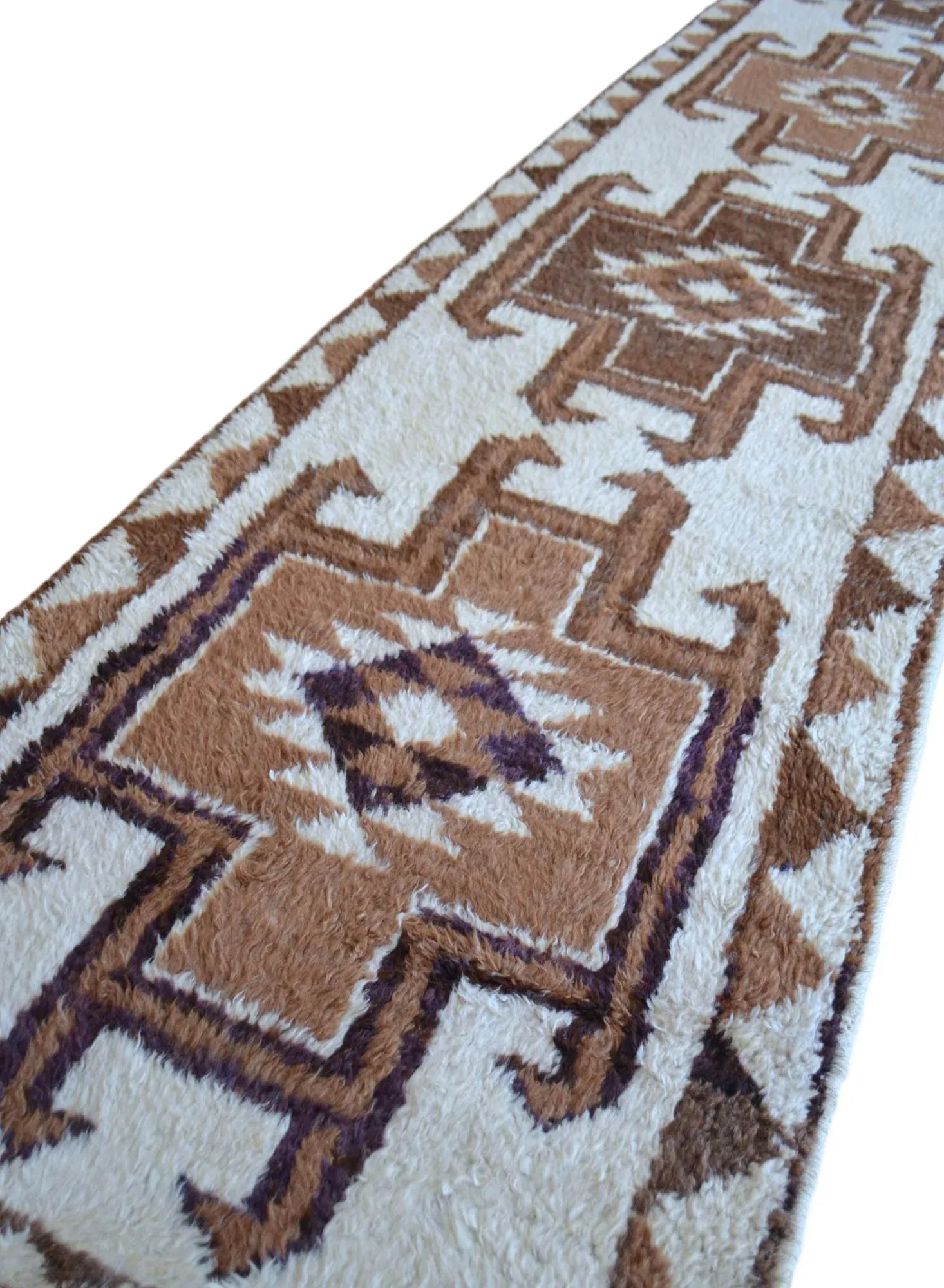1970s Hand-Knotted Kurdish Runner Undyed Wool Rug - 2"²9"³ × 13"²10"³ - 7