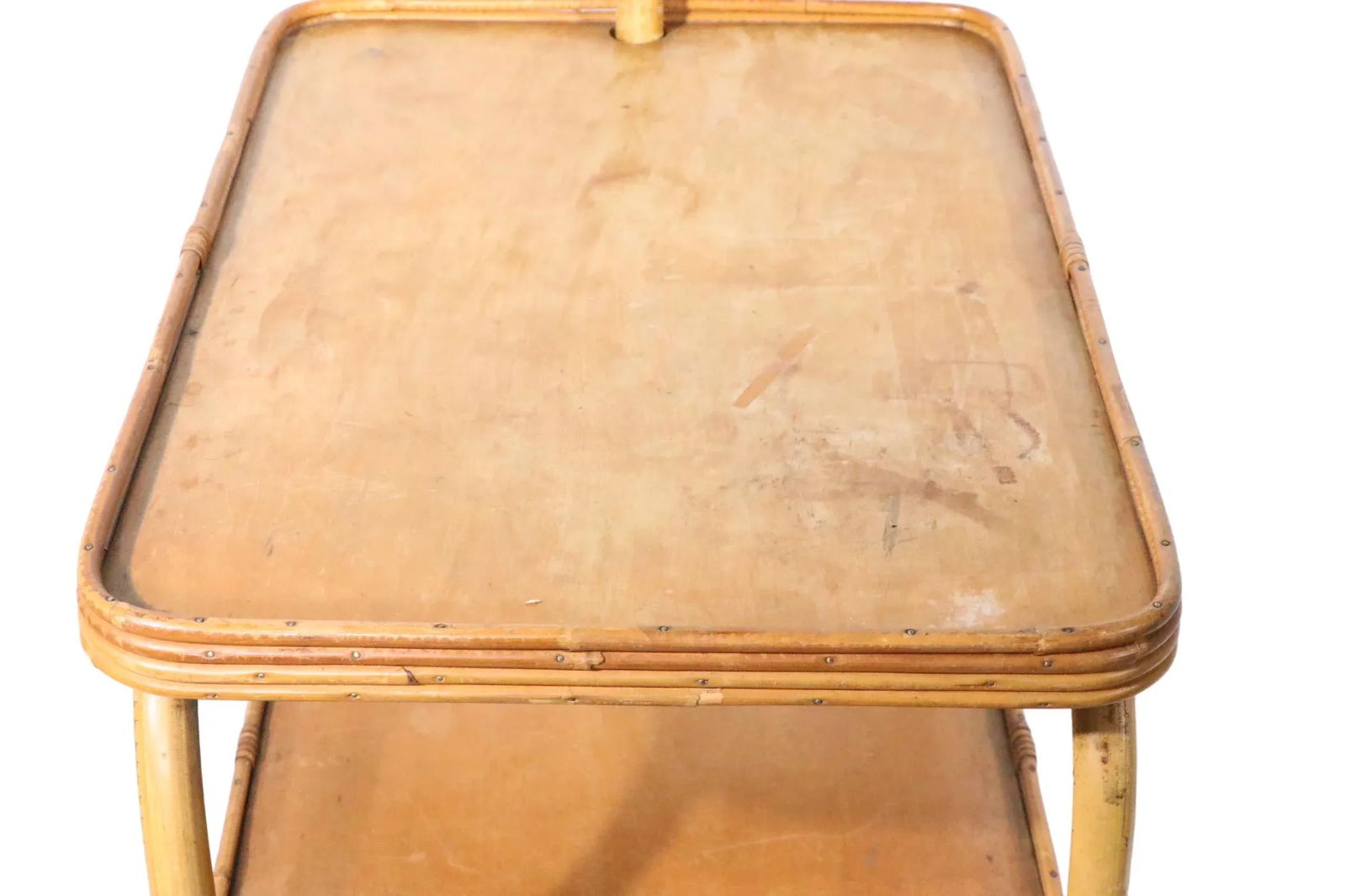 Mid Century Bamboo Serving Bar Cart C. 1950's - 10