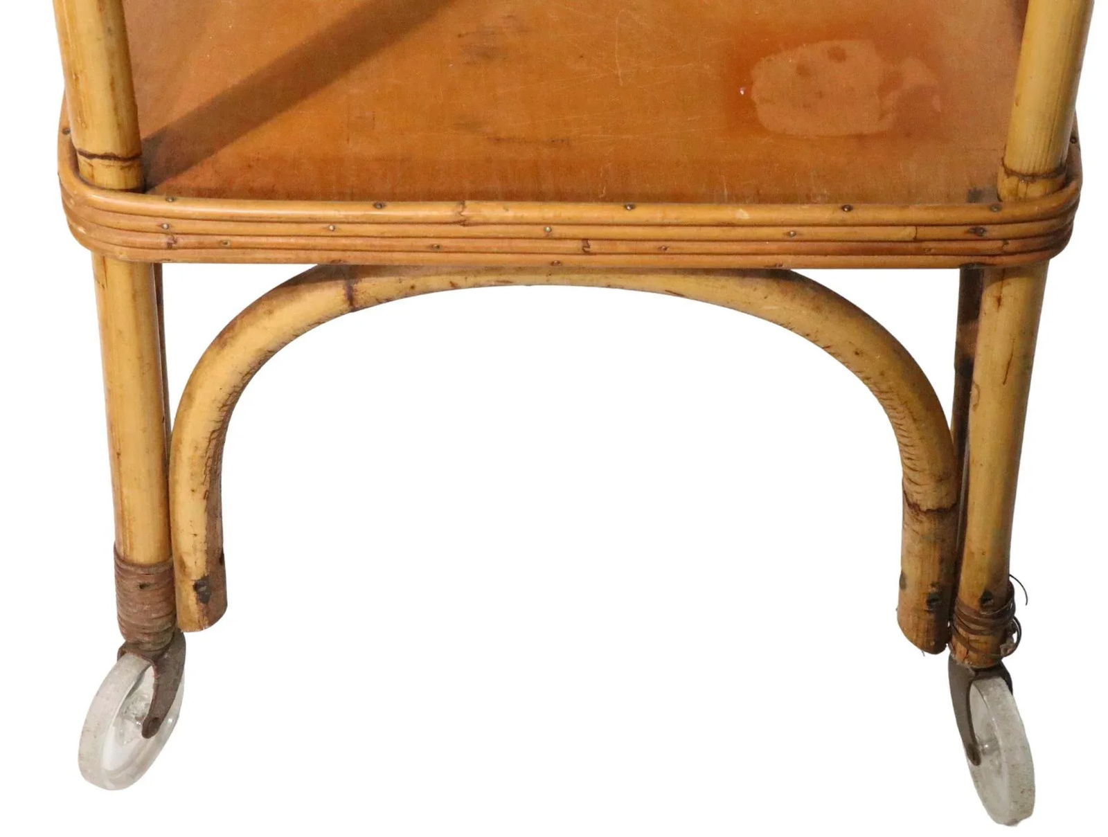 Mid Century Bamboo Serving Bar Cart C. 1950's - 3