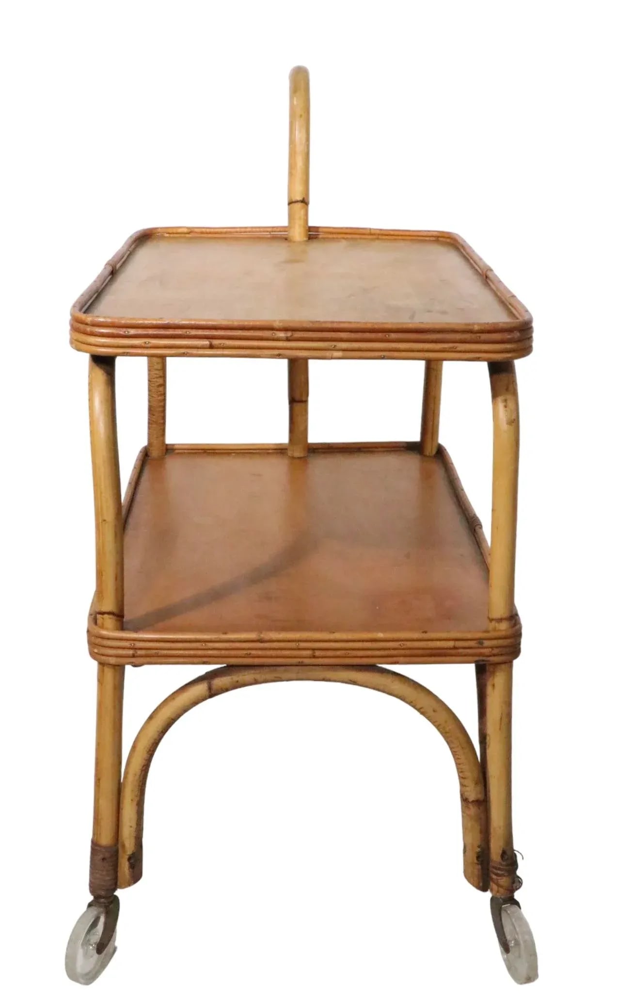 Mid Century Bamboo Serving Bar Cart C. 1950's - 4