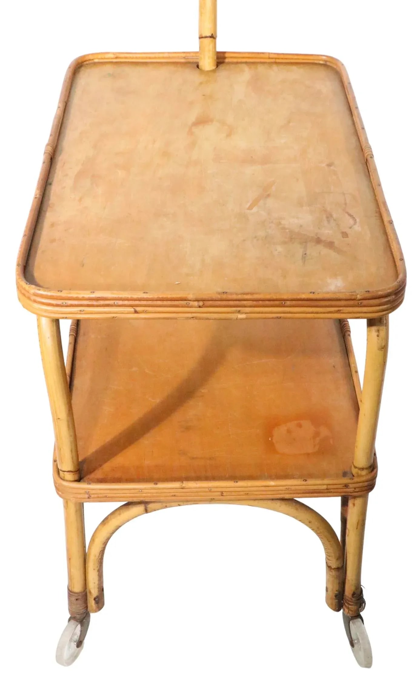 Mid Century Bamboo Serving Bar Cart C. 1950's - 5