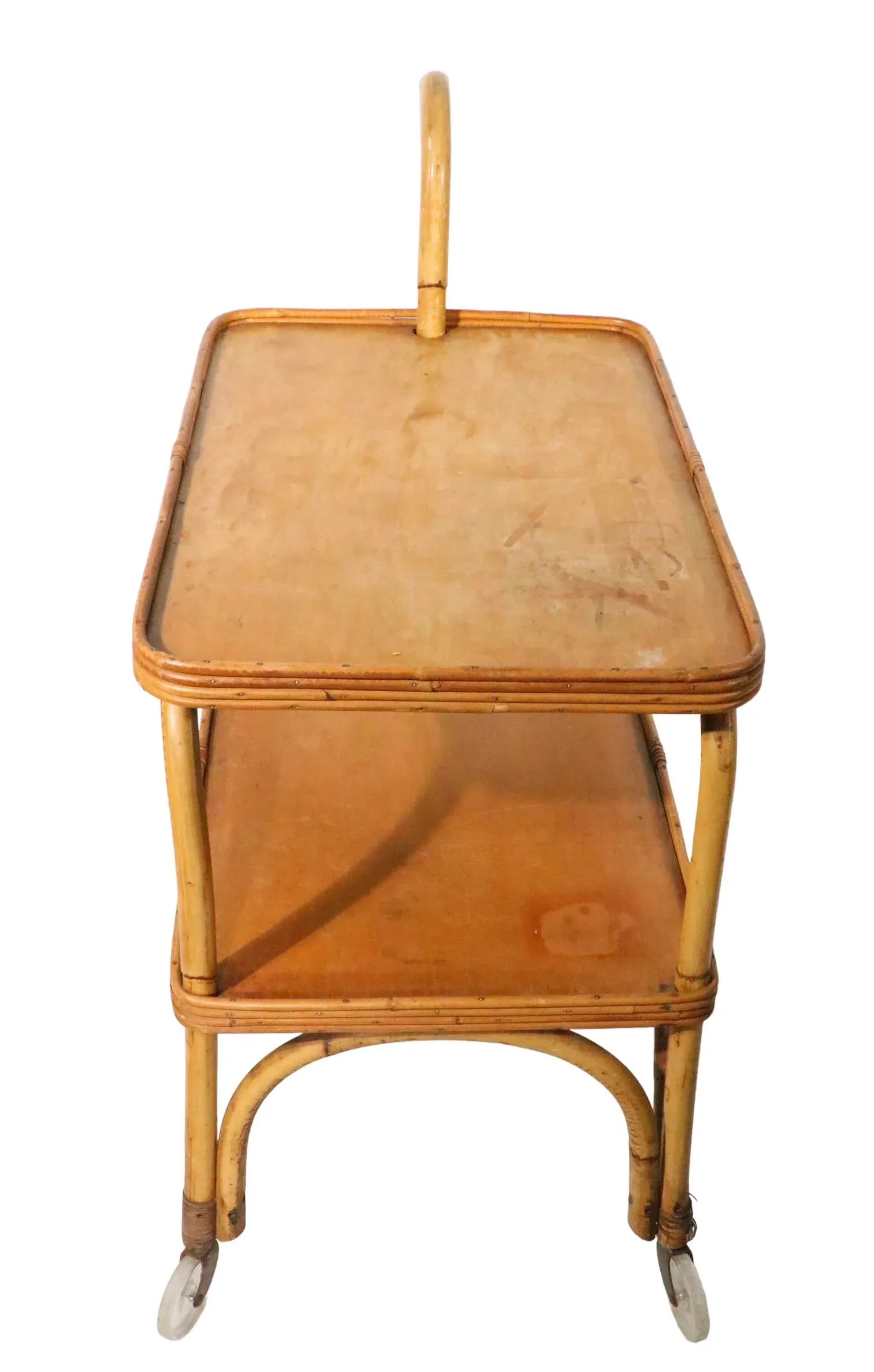 Mid Century Bamboo Serving Bar Cart C. 1950's - 6