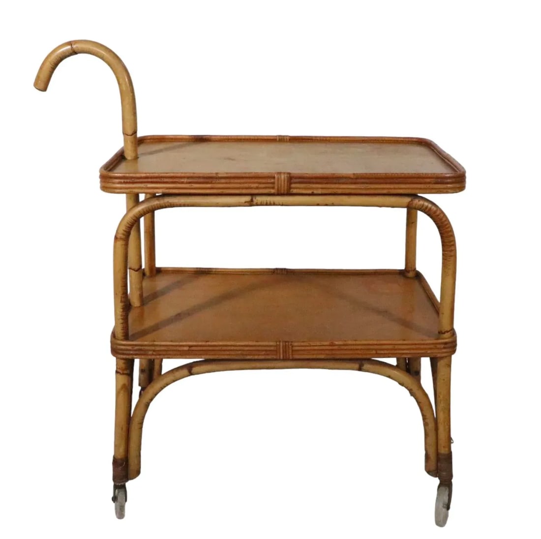 Mid Century Bamboo Serving Bar Cart C. 1950's - 9