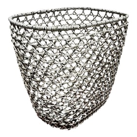 1970s Wire Basket Woven Aluminum Modern Waste Basket Container