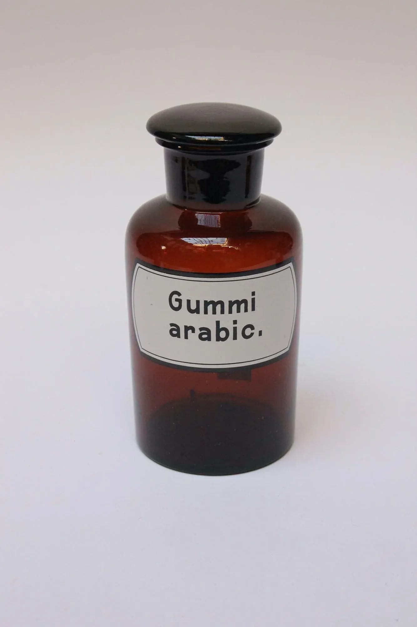 Vintage German Amber Glass "Gummi Arabicum" Apothecary Bottle - 10