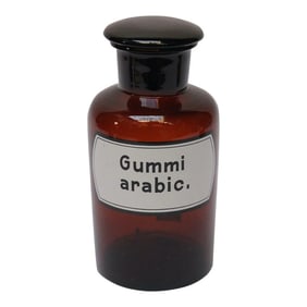 Vintage German Amber Glass "Gummi Arabicum" Apothecary Bottle