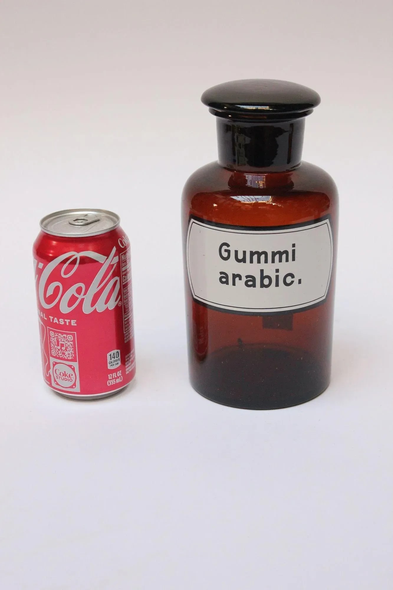 Vintage German Amber Glass "Gummi Arabicum" Apothecary Bottle - 4