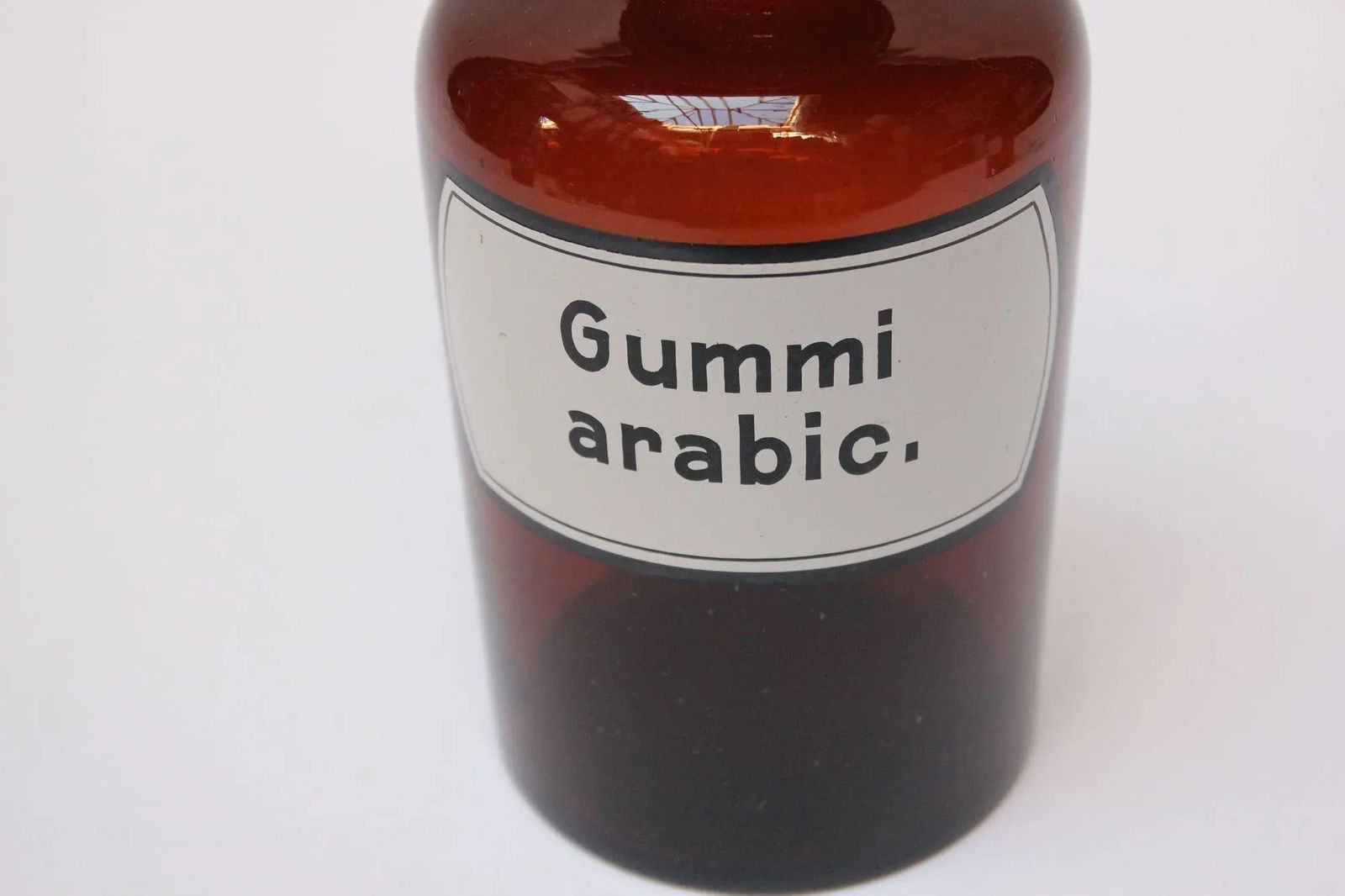 Vintage German Amber Glass "Gummi Arabicum" Apothecary Bottle - 6