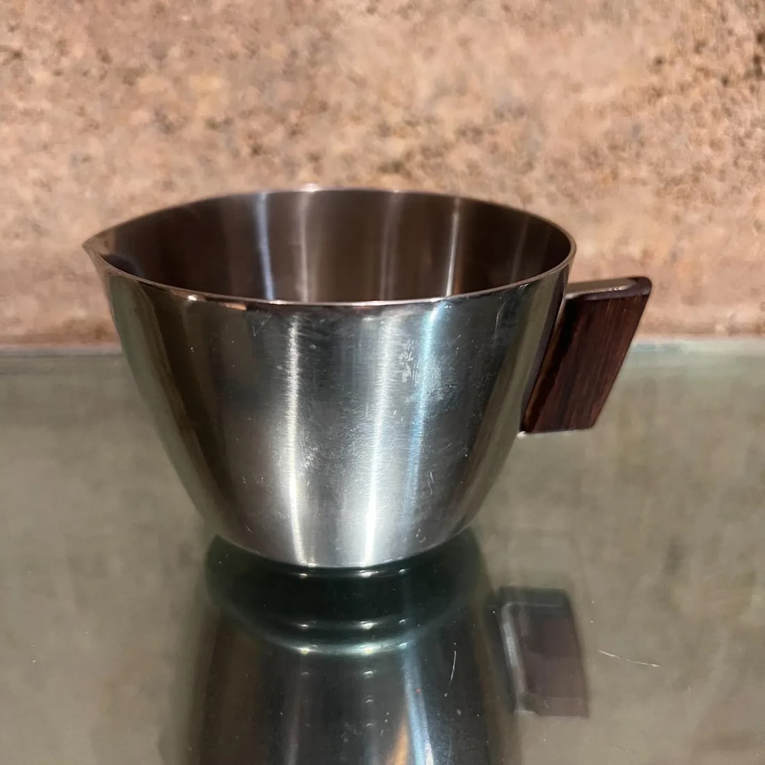 1970s by Mch Stainless Sugar & Creamer Set Exotic Wood Denmark - 5