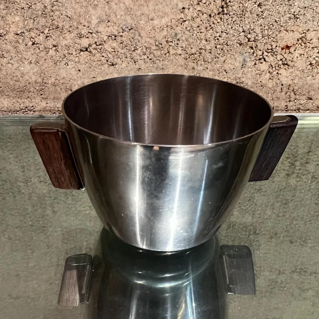 1970s by Mch Stainless Sugar & Creamer Set Exotic Wood Denmark - 7