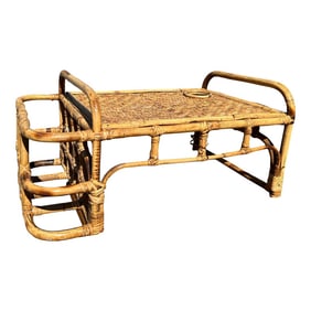 1980s Rattan Bamboo Tray