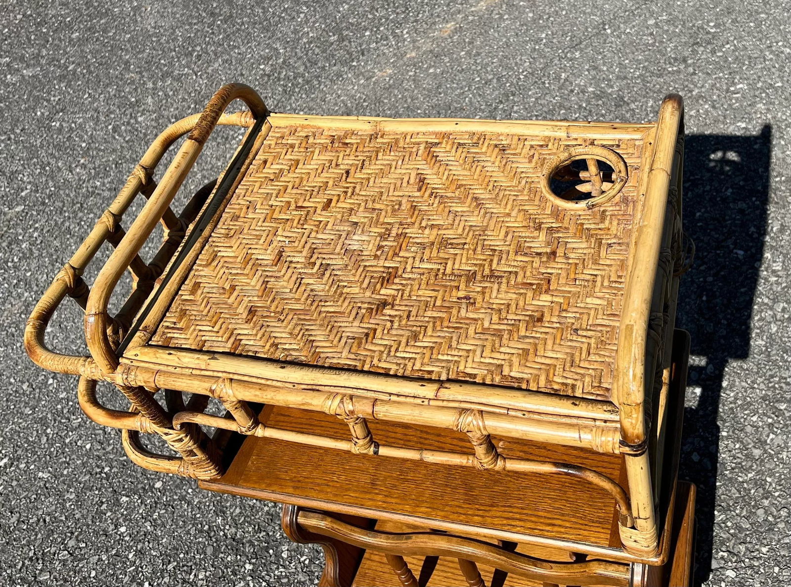 1980s Rattan Bamboo Tray - 2