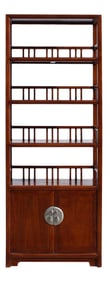Chinese Distressed Brown 4 Shelves Bookcase Display Cabinet