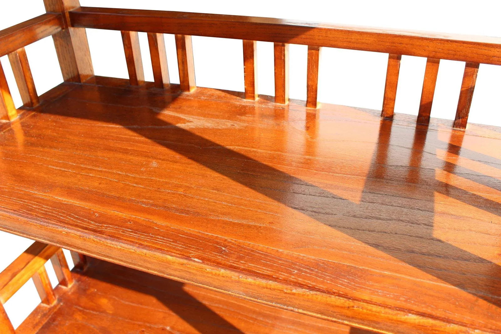 Chinese Distressed Brown 4 Shelves Bookcase Display Cabinet - 5