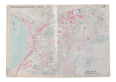 Vintage Hopkins Map of Village of Peekskill