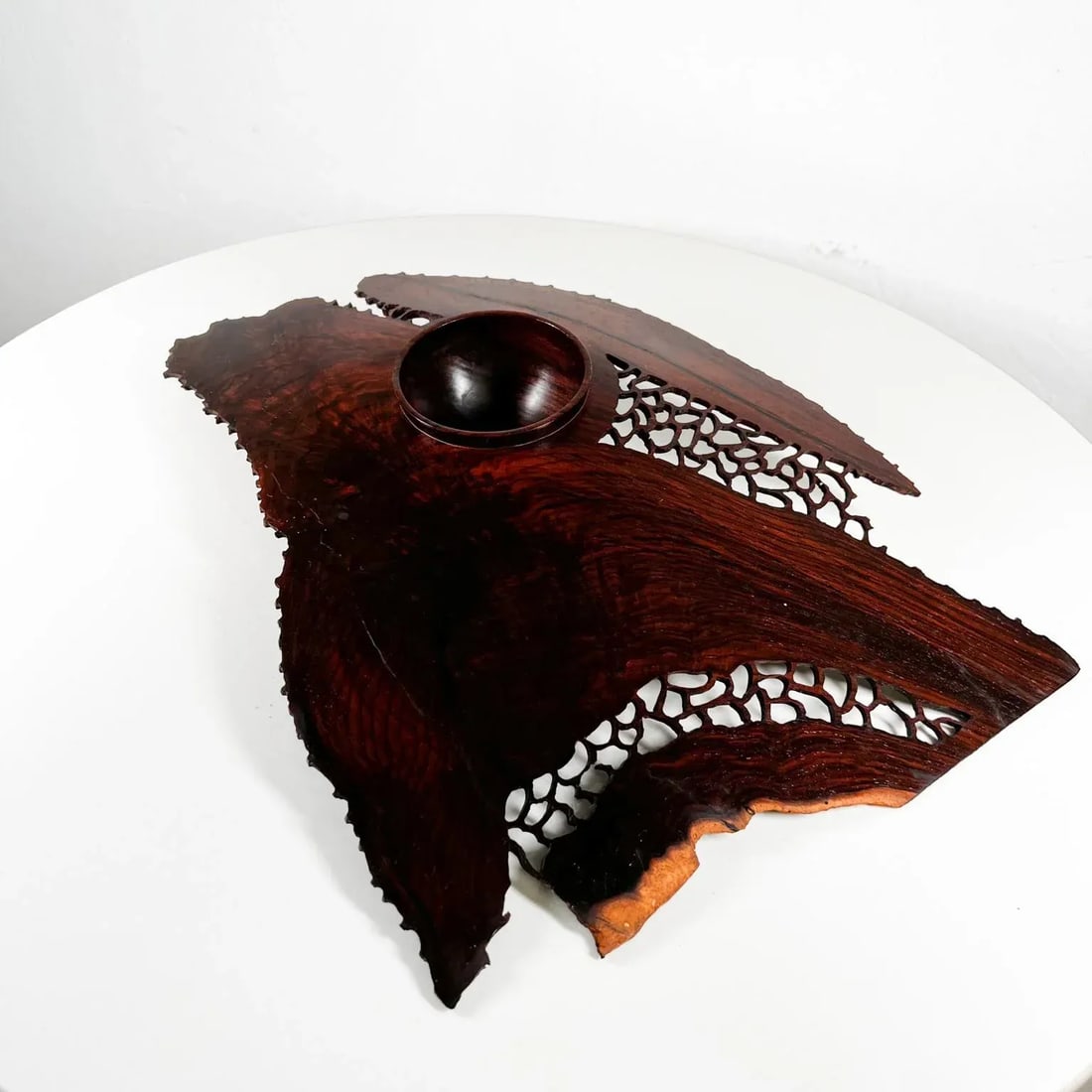 Hand Made Mid-Century Modern Table Sculpture Organic Rosewood Lattice Studio - 11